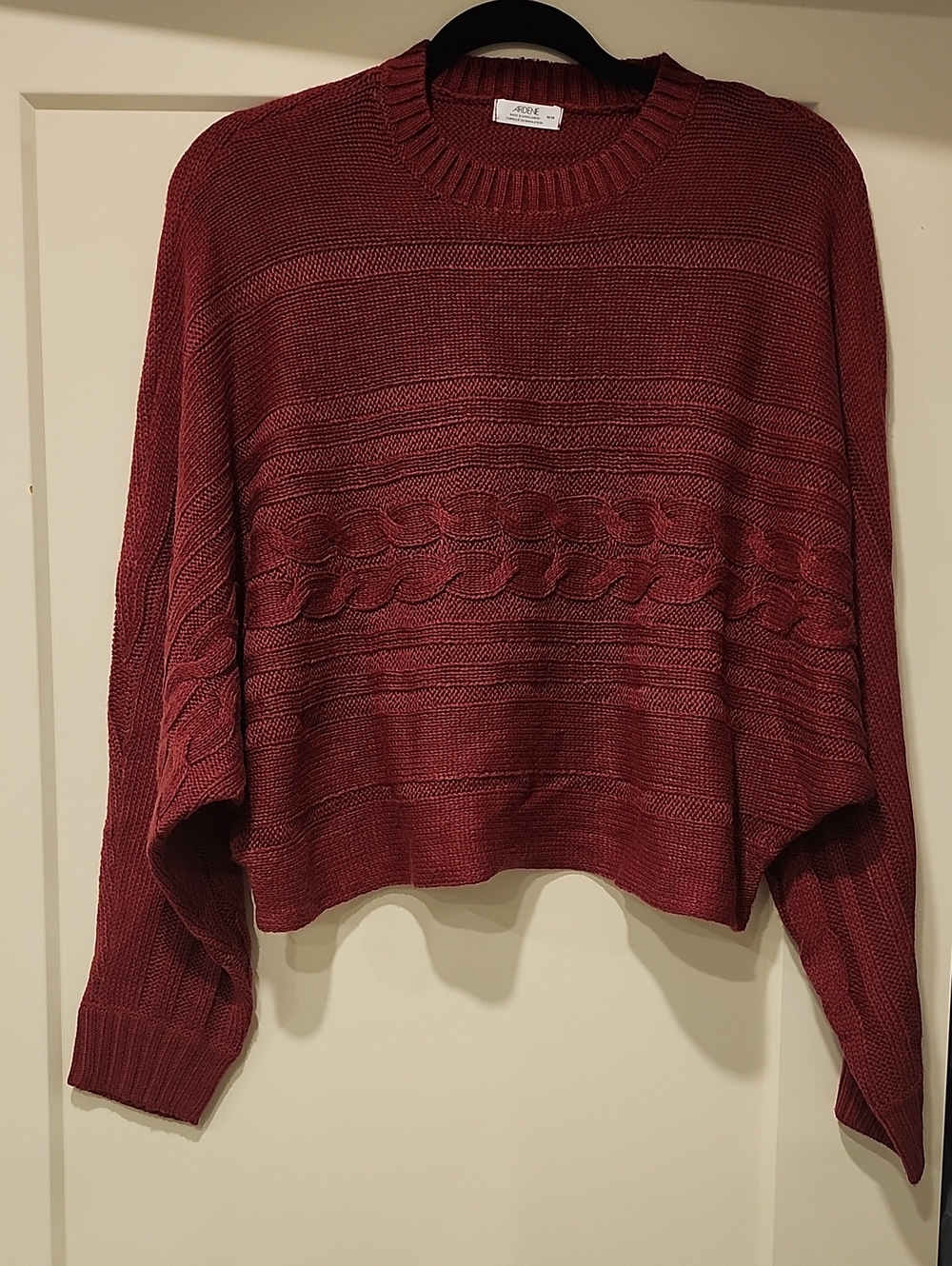 Ardene Maroon Cable-Knit Crew Sweater